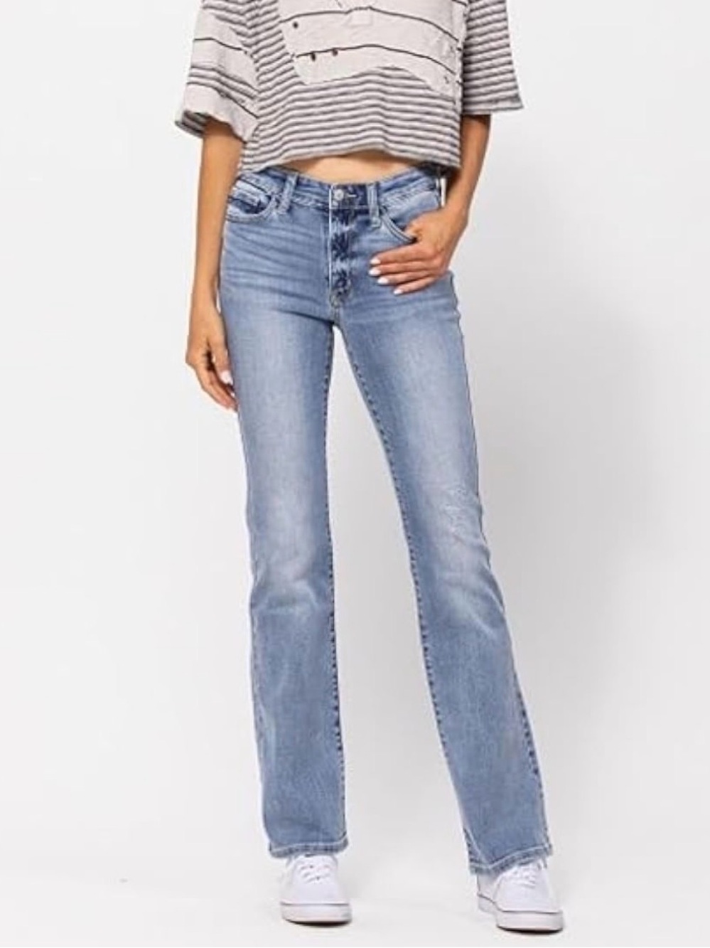 Judy Blue Mid Rise Boot Cut Jeans Medium Wash Style JB82337LT-PL Size 14W - Picture 12 of 12